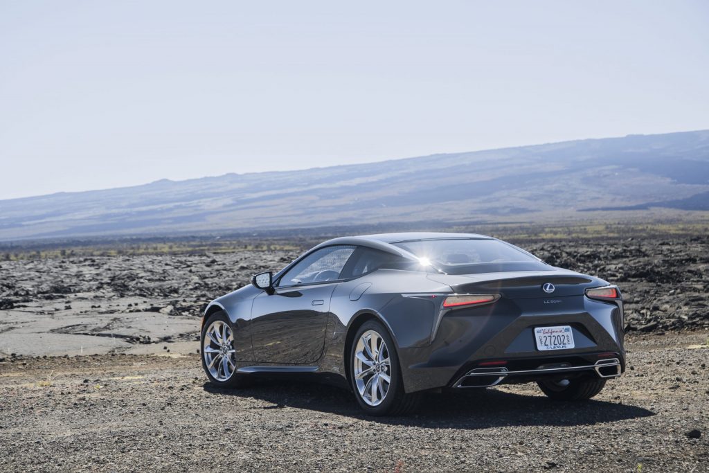 2021 Lexus LC 500 Hybrid Rear Three-Quarter Gray