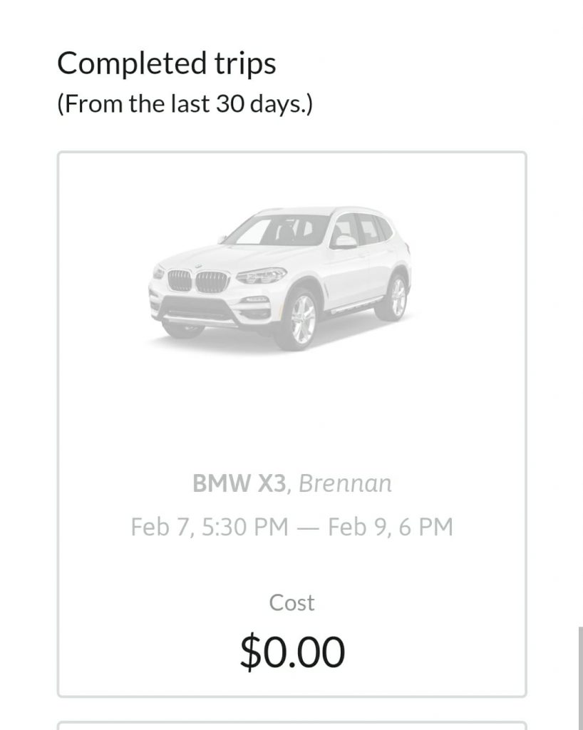 BMW zipcar no charge