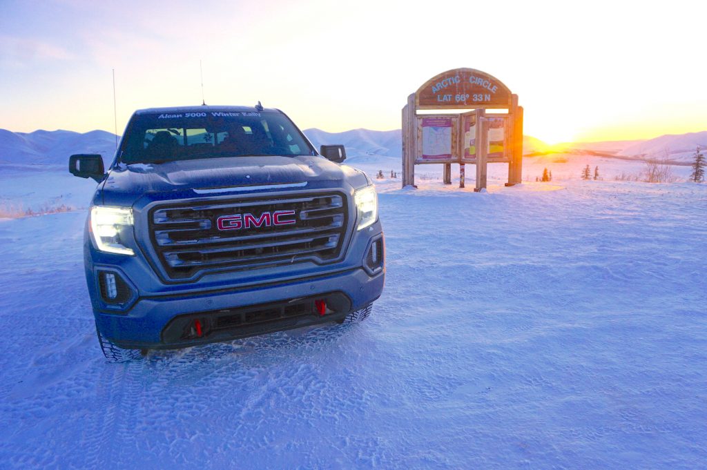 gmc sierra at arctic circle on alcan 5000 rally