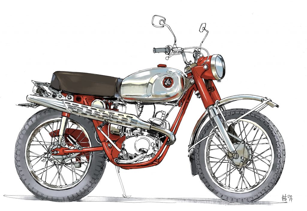 Hodaka Ace 90 Motorcycle Illustration by Martin Squires