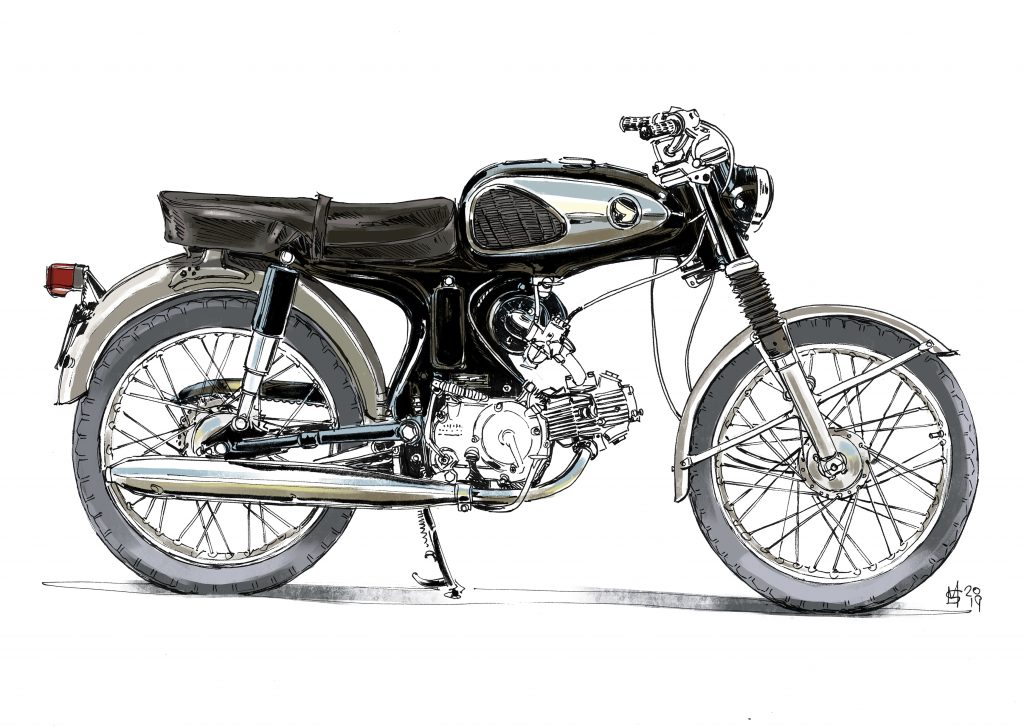 Honda 90 Motorcycle Illustration by Martin Squires