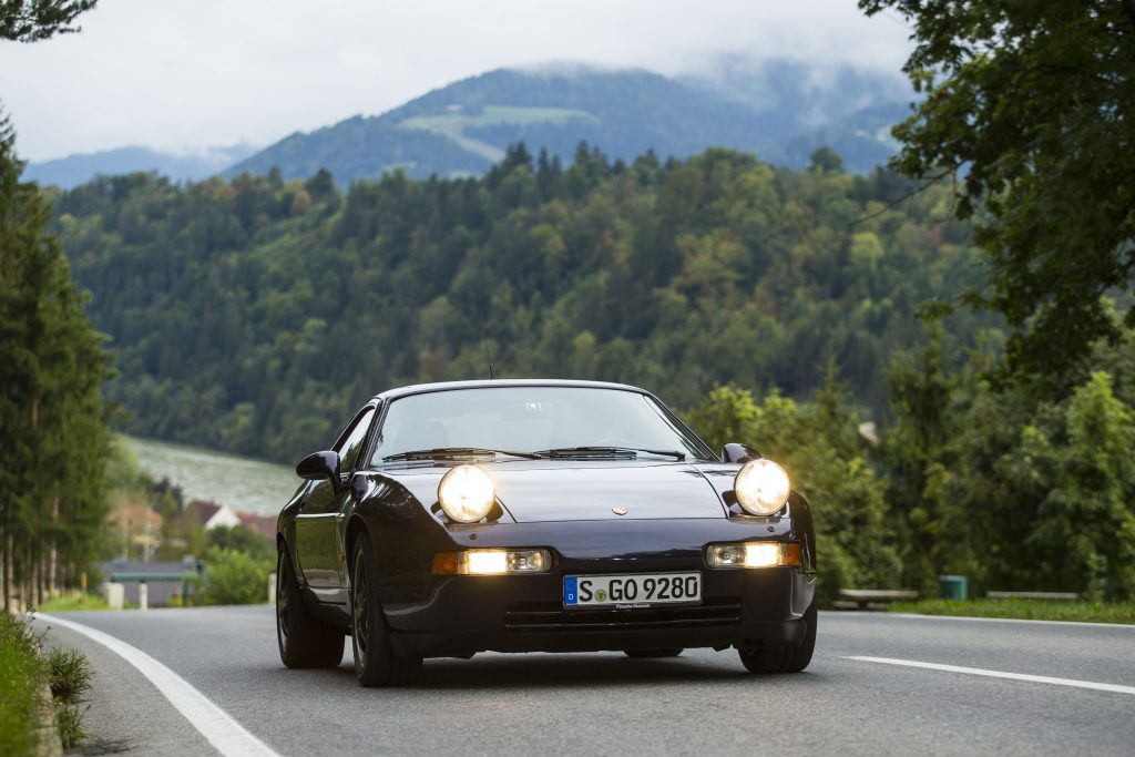 Porsche 928 GTS Front Three-Quarter on Road Action