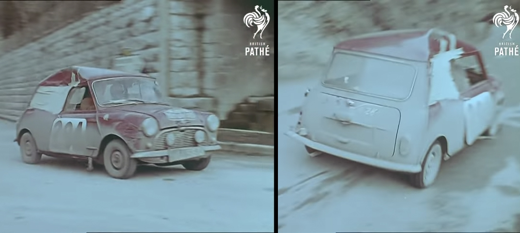Road to Monte Carlo Mini 1960 Rally Front and Rear Three-Quarter