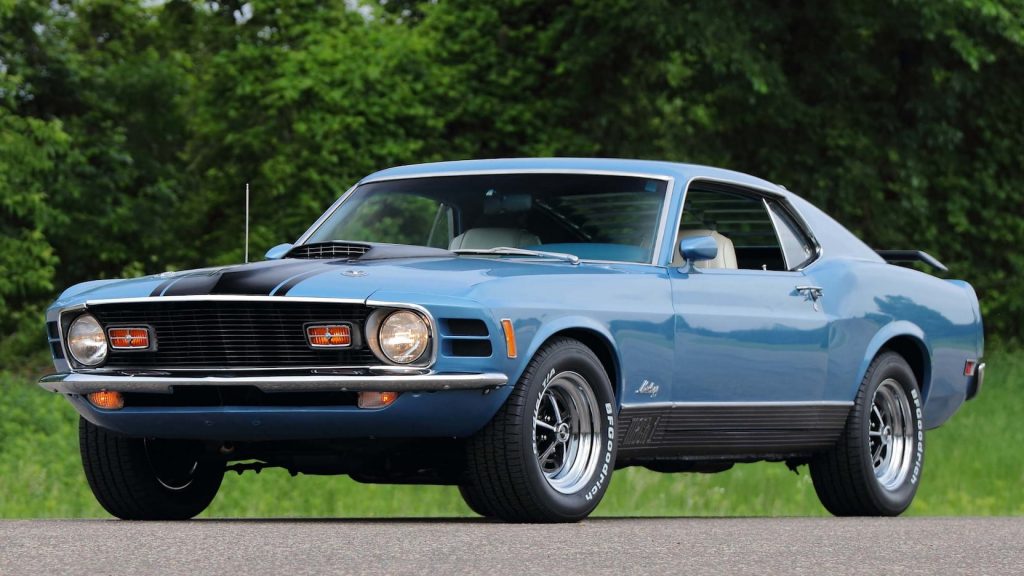 1970 ford mustang mach 1 fastback front three-quarter